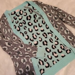 Leopard print sweater duster